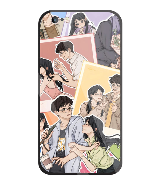 Korean Couples Glass Case For Apple iPhone 6 +