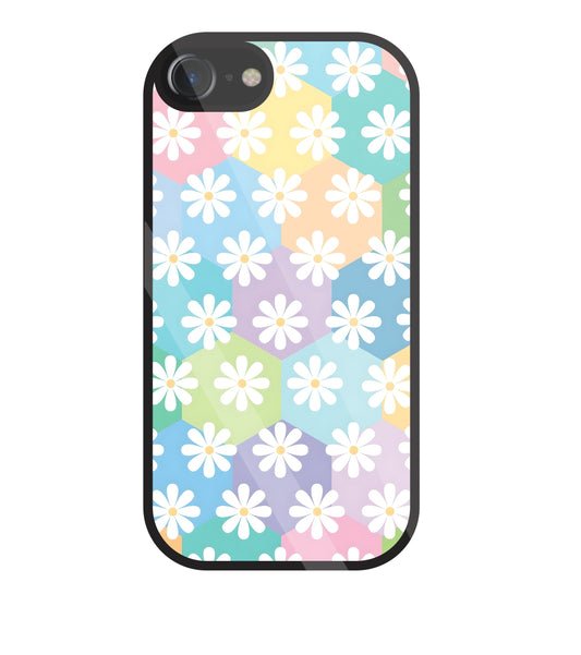 Hexagon Daisy Flower Glass Case For Apple iPhone 7