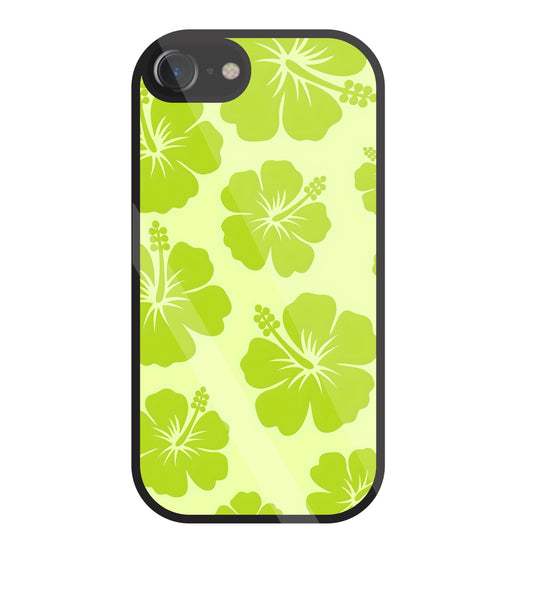 Hibiscus Flower Green Glass Case For Apple iPhone 7