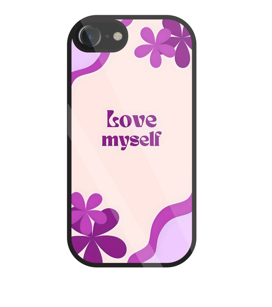 Love Myself Purple Flower Glass Case For Apple iPhone 7