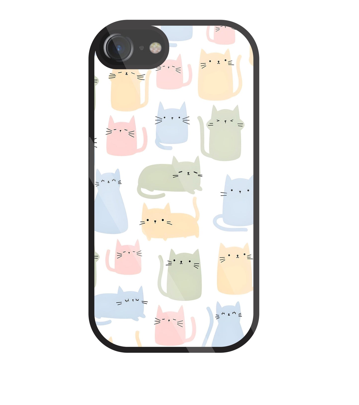 Multicolor cat Glass Case For Apple iPhone 7