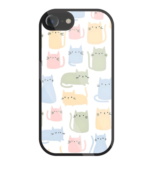 Multicolor cat Glass Case For Apple iPhone 7