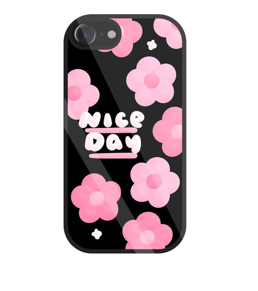 Nice Day Pink Flower Glass Case For Apple iPhone 7