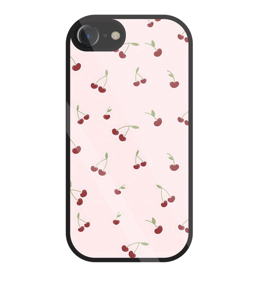 Pink Cherry Glass Case For Apple iPhone 7