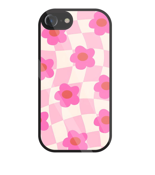 Pink Flower Glass Case For Apple iPhone 7