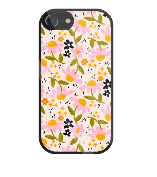 Pink And Yellow Flowers Glass Case For Apple iPhone 7