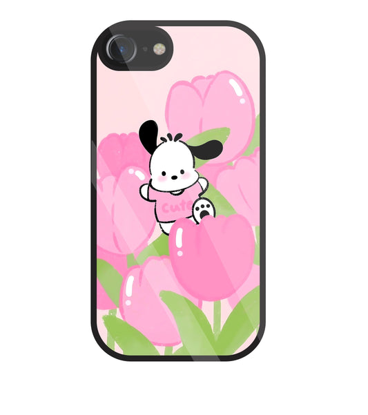 Pochacco Puppy And Rose Glass Case For Apple iPhone 7