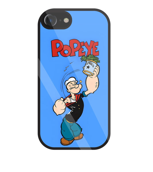 Popey In Blue Glass Case For Apple iPhone 7