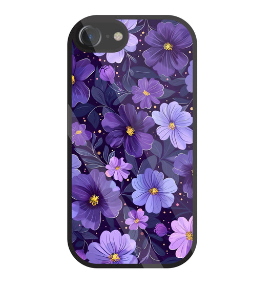 Purple Flower Blooms Glass Case For Apple iPhone 7
