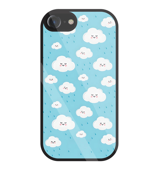Smile Clouds With  Rain Glass Case For Apple iPhone 7
