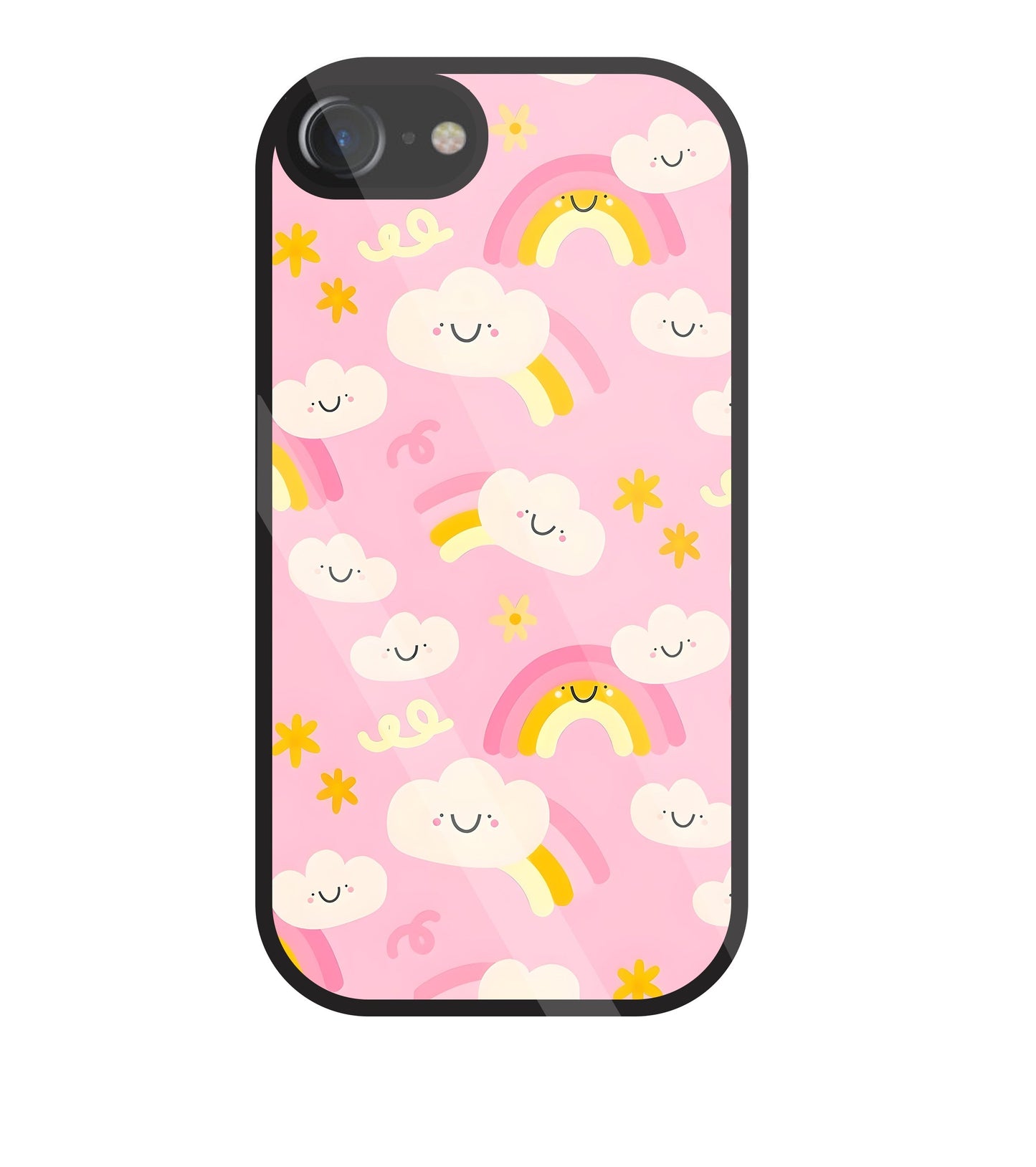 Smile Clouds With  Rainbow Glass Case For Apple iPhone 7