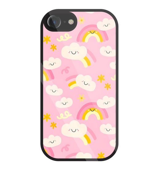 Smile Clouds With  Rainbow Glass Case For Apple iPhone 7