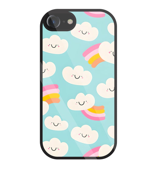 Smiley Clouds Glass Case For Apple iPhone 7