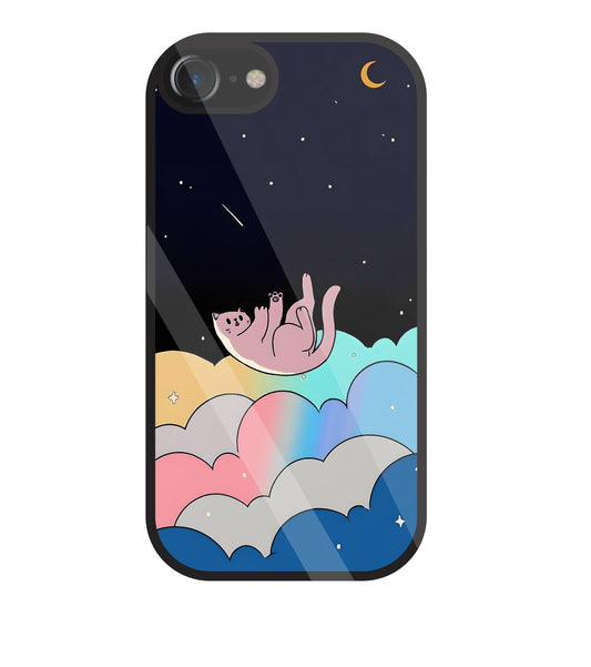Space Cat Art Glass Case For Apple iPhone 7