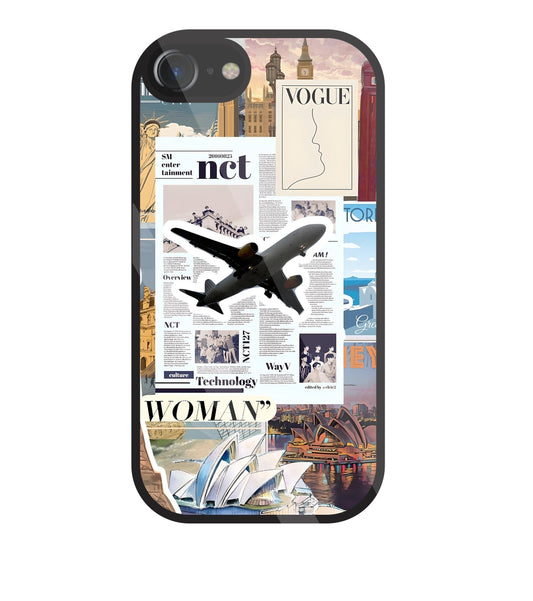 Woman Aeroplane Glass Case For Apple iPhone 7
