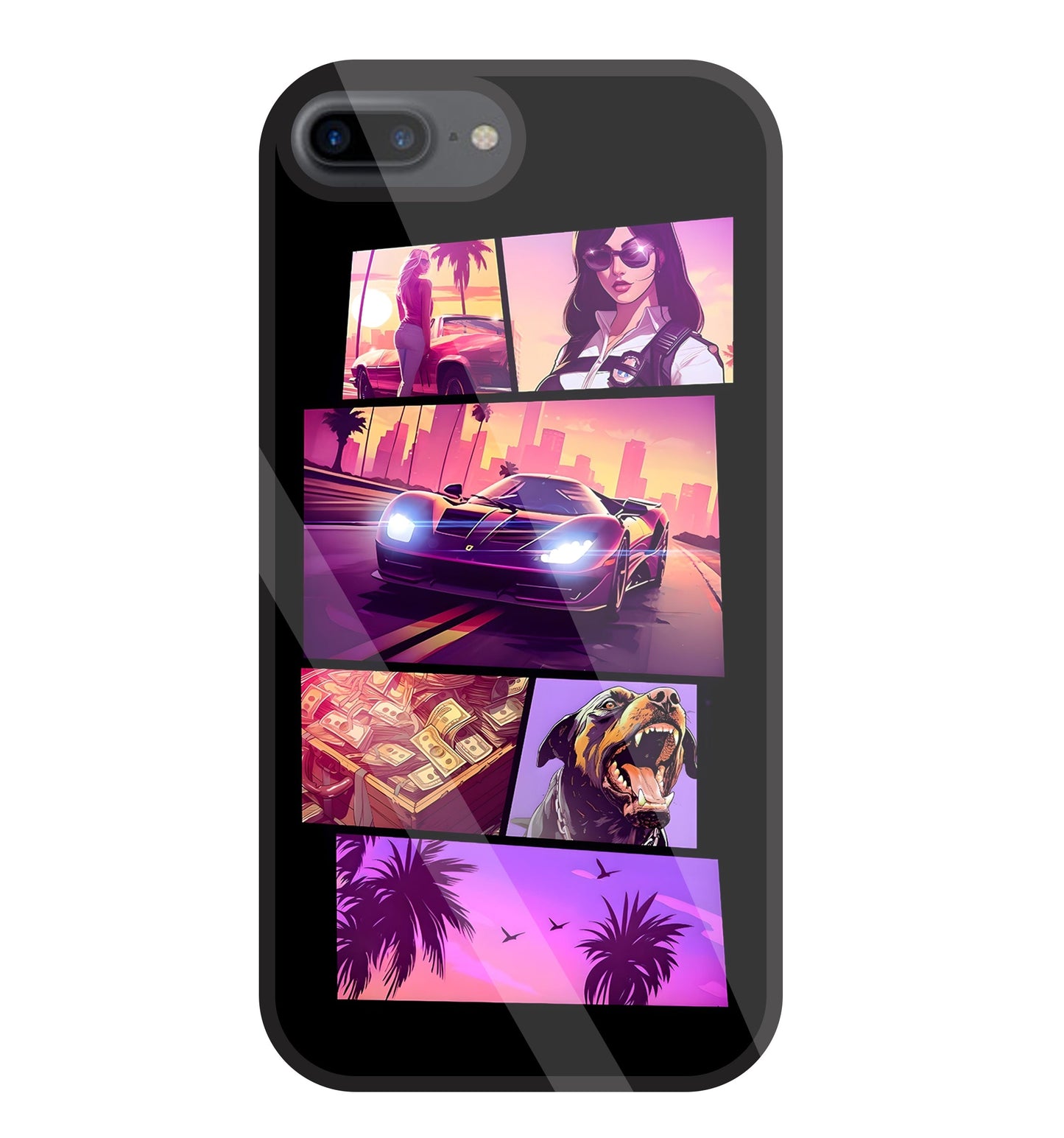 GTA 6 Glass Case For Apple iPhone 7 +