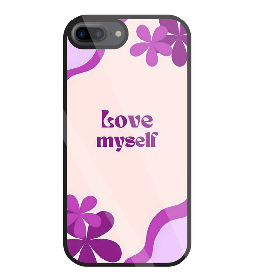 Love Myself Purple Flower Glass Case For Apple iPhone 7 +