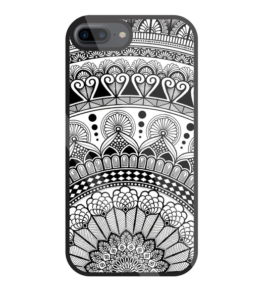 Mandala Pattern Black And White Glass Case For Apple iPhone 7 +