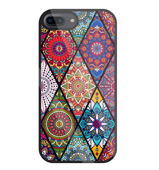 Mandala Patterns Colourful Glass Case For Apple iPhone 7 +