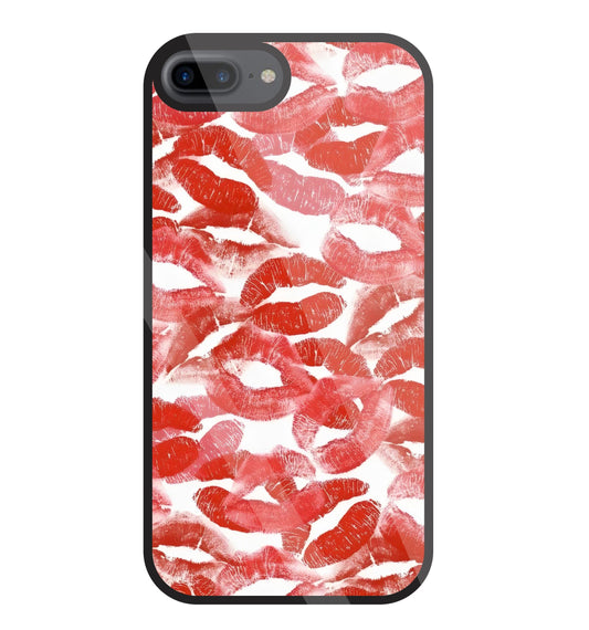 Multi Lips Kisses Glass Case For Apple iPhone 7 +