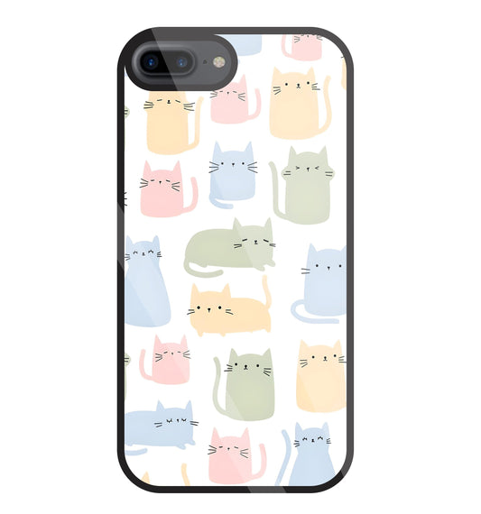 Multicolor cat Glass Case For Apple iPhone 7 +