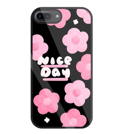 Nice Day Pink Flower Glass Case For Apple iPhone 7 +