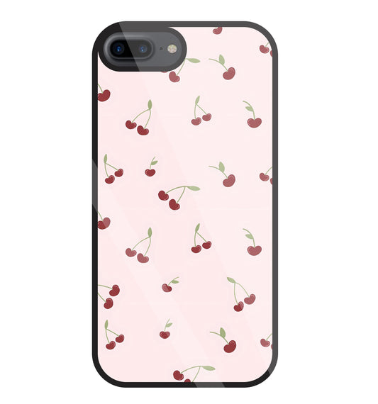 Pink Cherry Glass Case For Apple iPhone 7 +