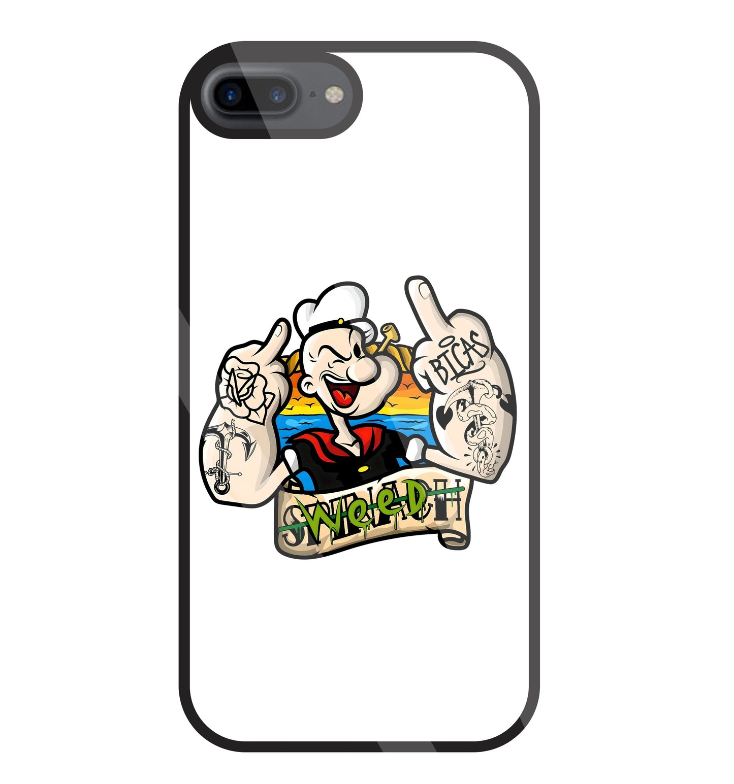 Popeye Weed Glass Case For Apple iPhone 7 +