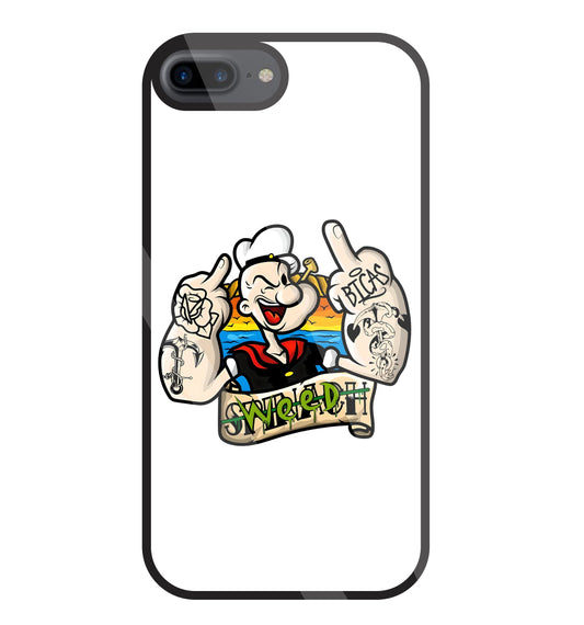 Popeye Weed Glass Case For Apple iPhone 7 +