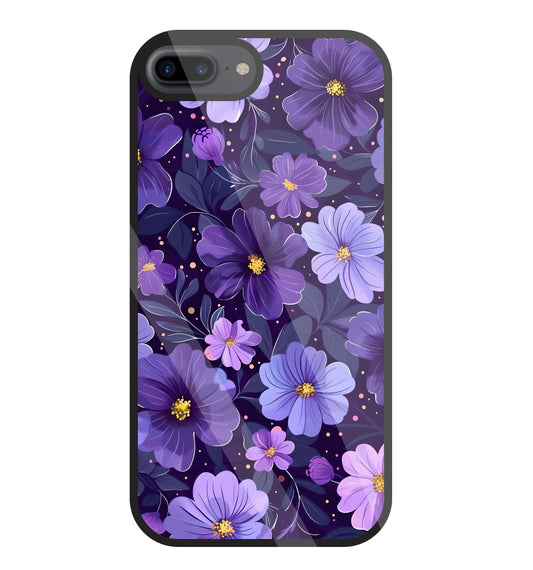 Purple Flower Blooms Glass Case For Apple iPhone 7 +
