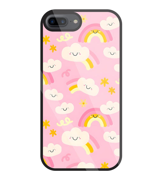 Smile Clouds With  Rainbow Glass Case For Apple iPhone 7 +