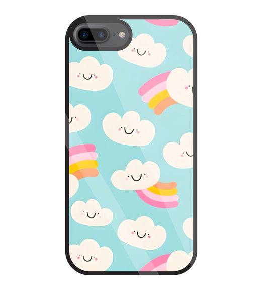 Smiley Clouds Glass Case For Apple iPhone 7 +