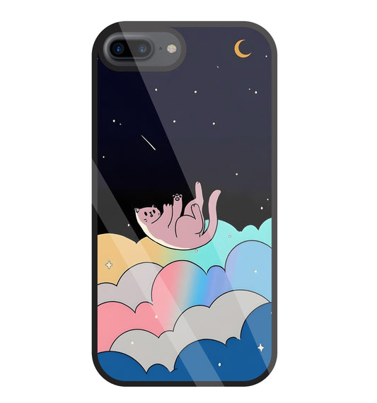 Space Cat Art Glass Case For Apple iPhone 7 +
