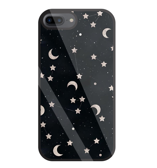 Star And Hulf Moon Space Glass Case For Apple iPhone 7 +