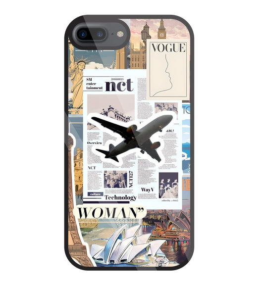 Woman Aeroplane Glass Case For Apple iPhone 7 +