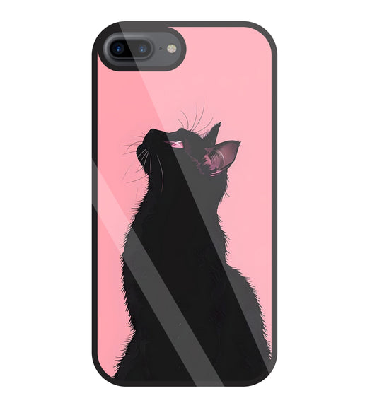 Black Cat Glass Case For Apple iPhone 7 +