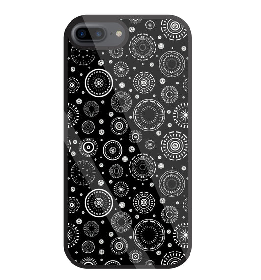 Black Circle Pattern Glass Case For Apple iPhone 7 +