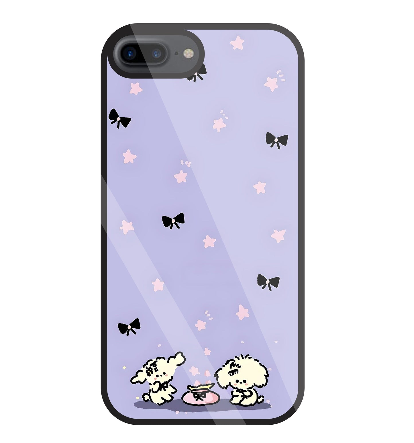 Black Ribbon With Stars Glass Case For Apple iPhone 7 +