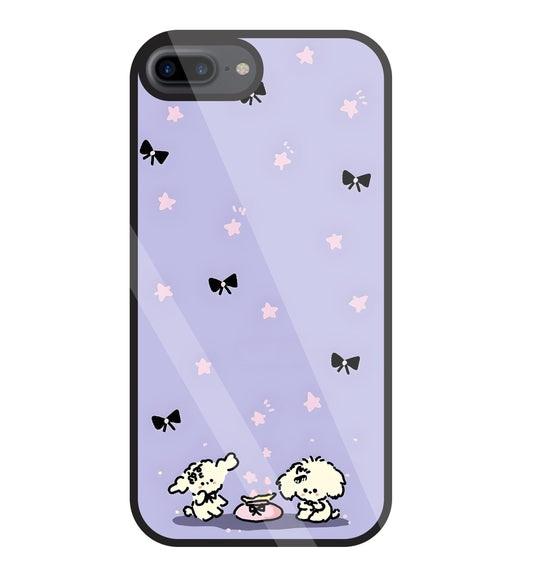 Black Ribbon With Stars Glass Case For Apple iPhone 7 +
