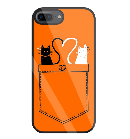 Black And White Cat In Pocket Glass Case For Apple iPhone 7 +
