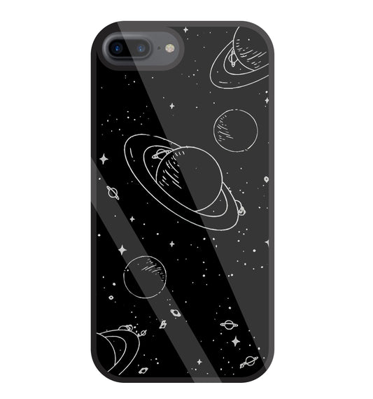 Black And White Space Glass Case For Apple iPhone 7 +