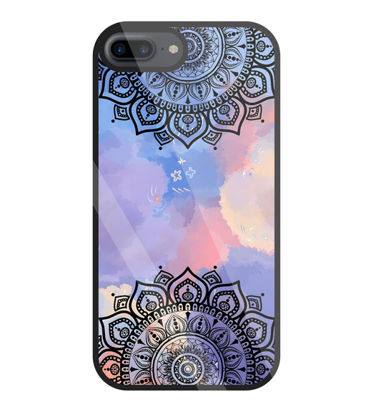 Colorful Mandala Pattern Glass Case For Apple iPhone 7 +
