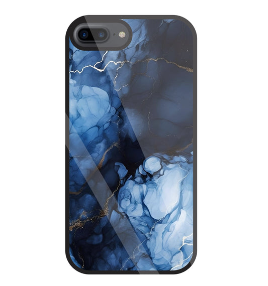 Dark Blue Marble Glass Case For Apple iPhone 7 +