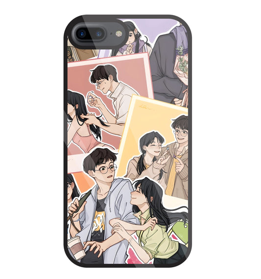 Korean Couples Glass Case For Apple iPhone 7 +