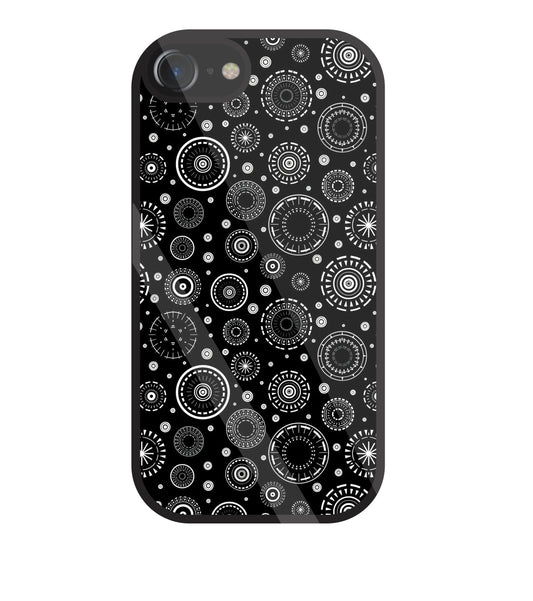 Black Circle Pattern Glass Case For Apple iPhone 7