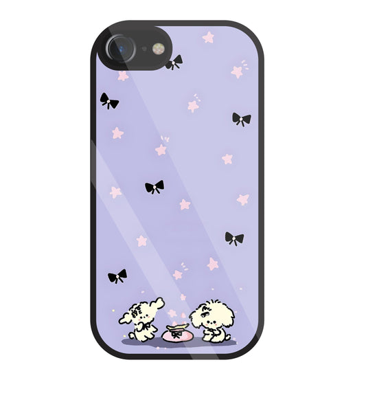 Black Ribbon With Stars Glass Case For Apple iPhone 7