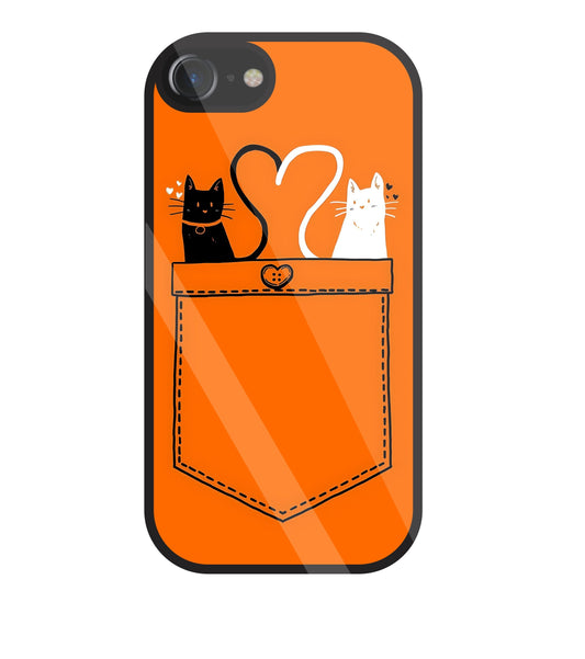 Black And White Cat In Pocket Glass Case For Apple iPhone 7