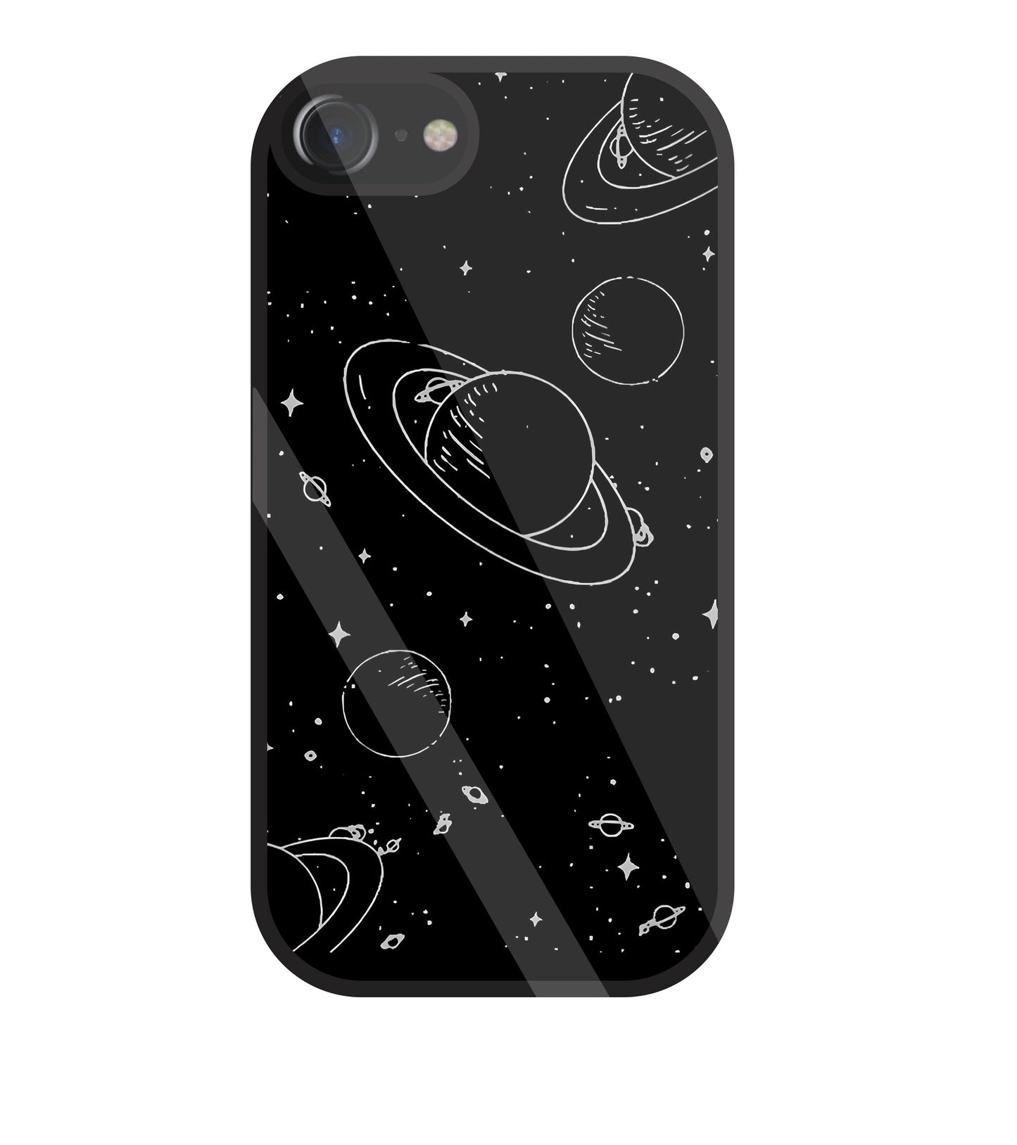 Black And White Space Glass Case For Apple iPhone 7