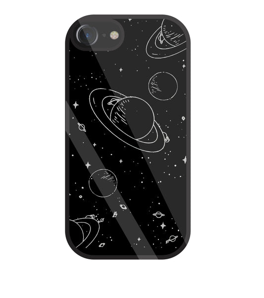 Black And White Space Glass Case For Apple iPhone 7