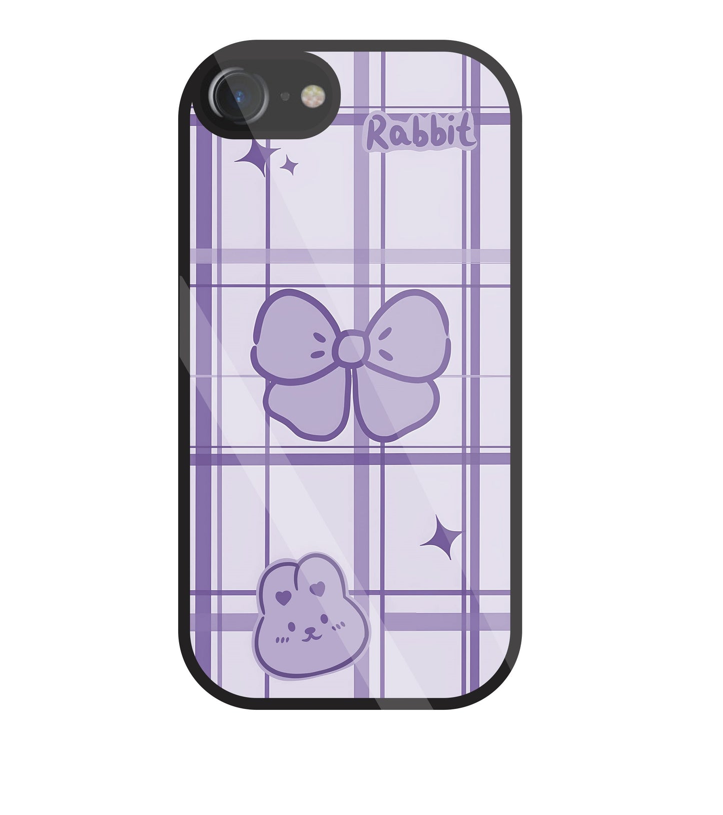 Butterfly Checked Pattern Glass Case For Apple iPhone 7